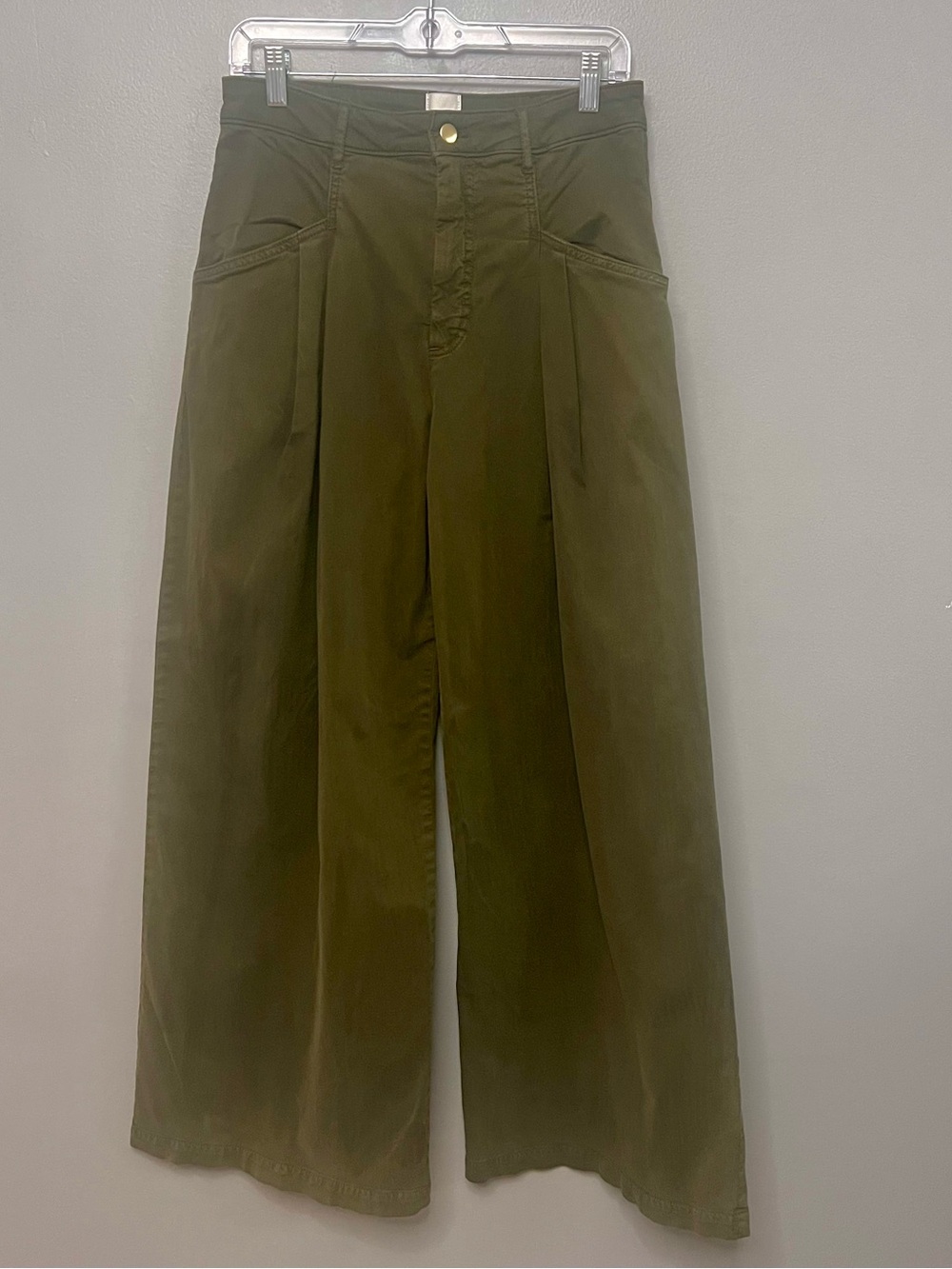 Maeve By Anthropologie Pleated Wide Leg Military Green Pants Size 6